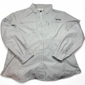 Habit Womens Performance Fishing Shirt Long Sleeve Sun Protection XL Light Gray